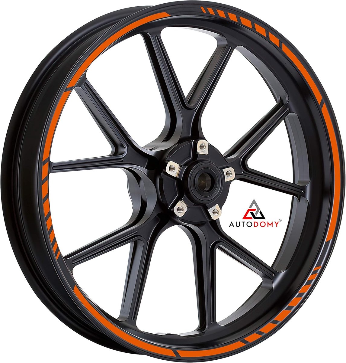 SnelShoppen - Motorfiets Velgstickers Set voor 2 Wielen 15" tot 19" Inch | Weer- & Oliebestendige Veldecals Oranje | Sportief Design voor Motorrijden