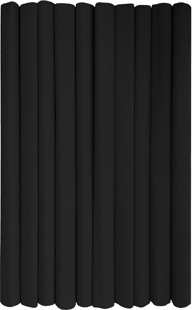 Crêpepapier Rollen voor Kinderen DIY en Decoraties - Pakket van 10 rollen (50 cm x 200 cm, 28 g/m2) - 30 zwart