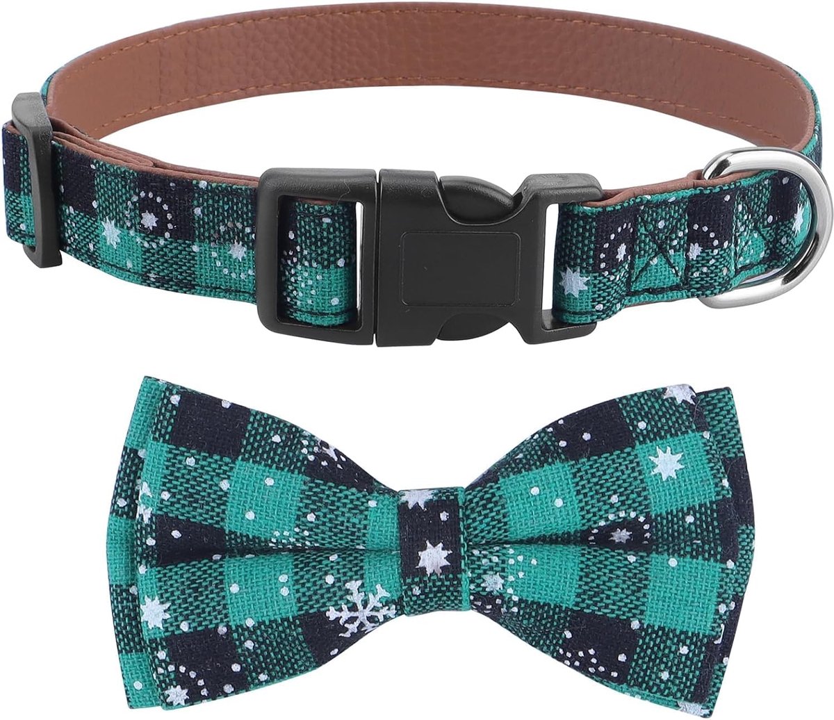 Kersthondenhalsband, met hondenvlinderdas, afneembare hondenhalsband, zacht en comfortabel, verstelbare hondenhalsband, voor honden, kleine, middelgrote en grote honden