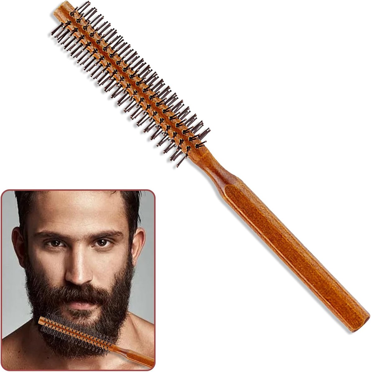 Ronde Haarborstel Borstelharen Quiff Roller Mannen Baard Styling