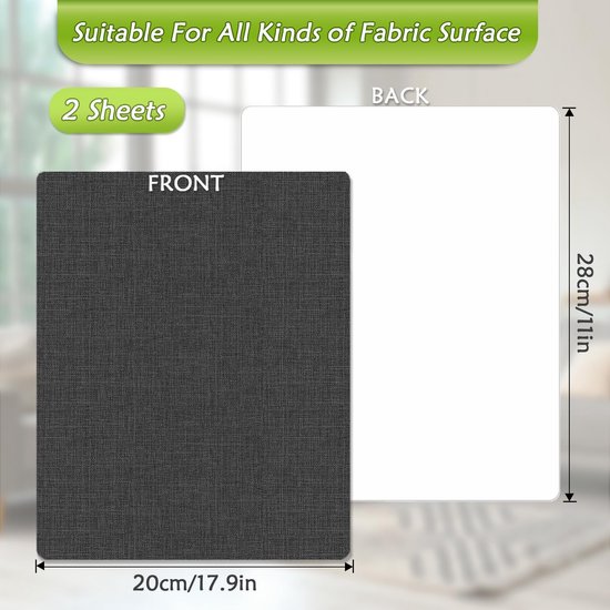 2 stuks reparatiepatch voor stoffen, zelfklevende reparatiepatch voor canvas, 11x8 inch, waterdichte reparatiepatch voor stoffen, linnen en canvas voor banken, tenten, meubels en luifels (zwart) — afbeelding 2