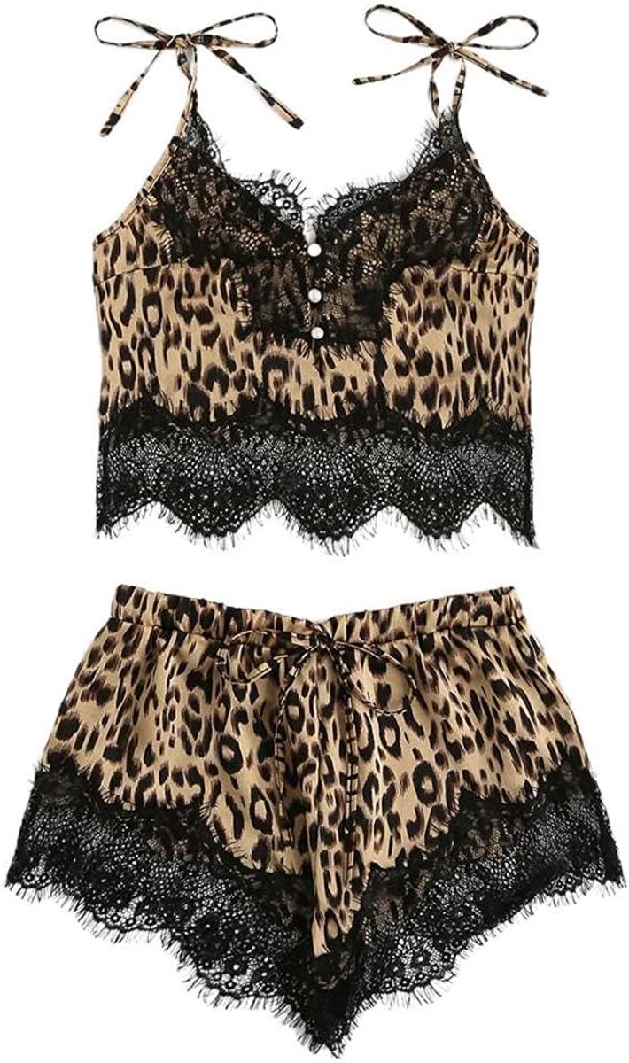 Sets met nachtmode & ochtendjas Dames Sexy Kostuum Erotische Lingerie Verleiding Beha Slips Ondergoed Porno Satijnen Kant Nachtkleding Luipaardprint