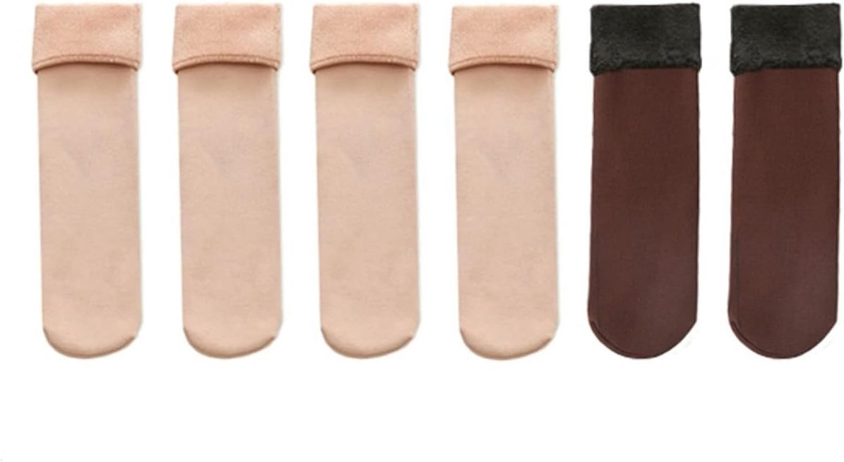 Sokken - 6 Paar Gemengde Kleuren Mode Dames Verdikte Sokken Plus Fleece Dikke Koude Warme Sneeuwsokken Zacht Gebreid Stretch Outdoor Skiën Comfortabel Casual Thuis, 6 Paar Gemengde Kl