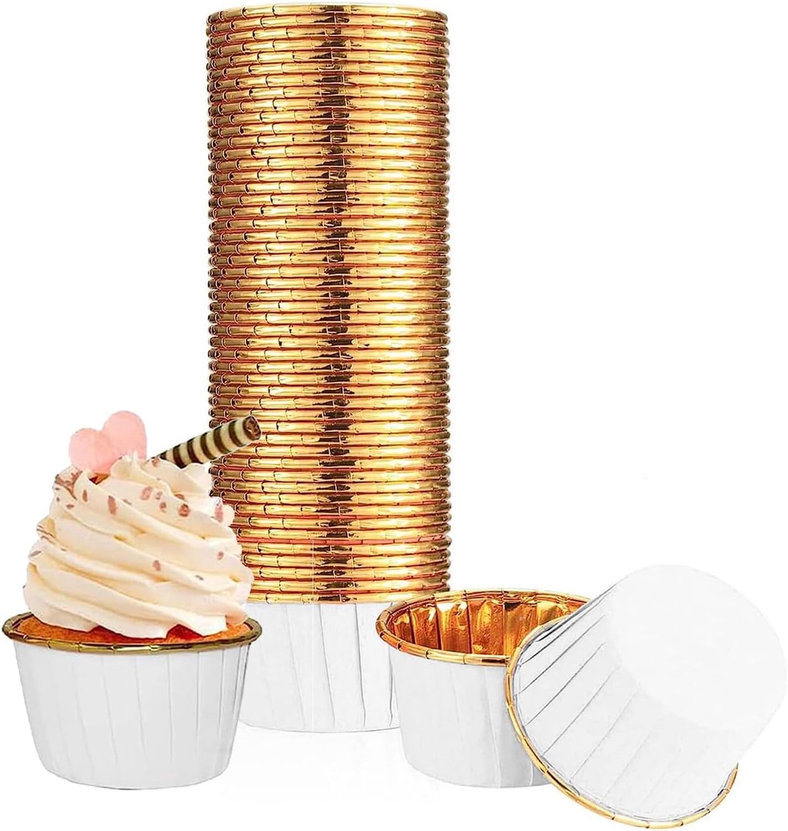 Muffinvormpjes - 100 Stuks, Papieren Cupcake-Hoezen, Wegwerpbakbekers Voor Verjaardag, Bruiloft, Kerstfeest, Feest
