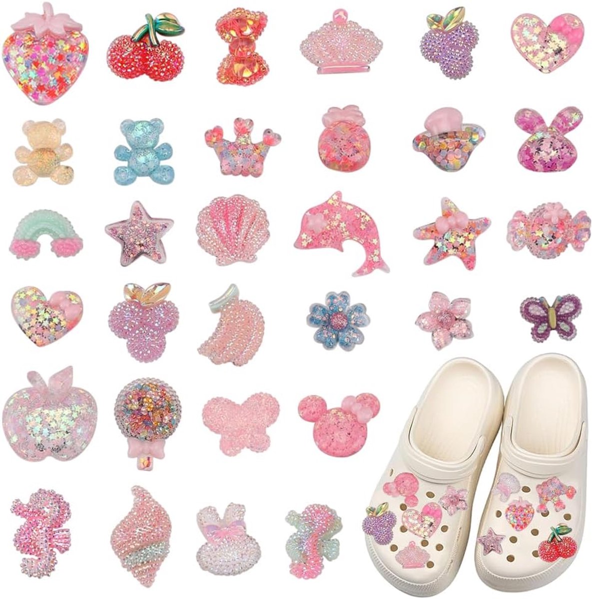 Bedels voor bling klomp speldjes Crocs Polsband Charms Armband Accessoires Schoendecoratie voor Meisjes Vrouwen Kinderen