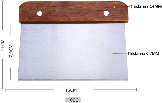 2 stuks deegsnijder roestvrij staal, deegschraper, deegkaart, roestvrij stalen deegsnijder met hout, keukenspatel voor cake, pizza, brood, keukenbenodigdheden (15 cm) — afbeelding 2