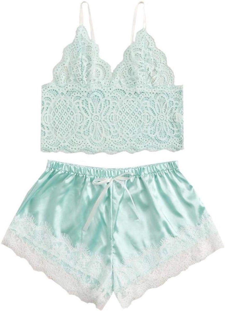 Lingerie voor Kanten Kimono Nachthemd Ondergoed Sexy Lingerie Nachtkleding Kant met String Nachtkleding JurkKanten Lingerie Set Draadloze Beha Met Jarretellegordel G-string Ondergoed voor Vrouwen sexy