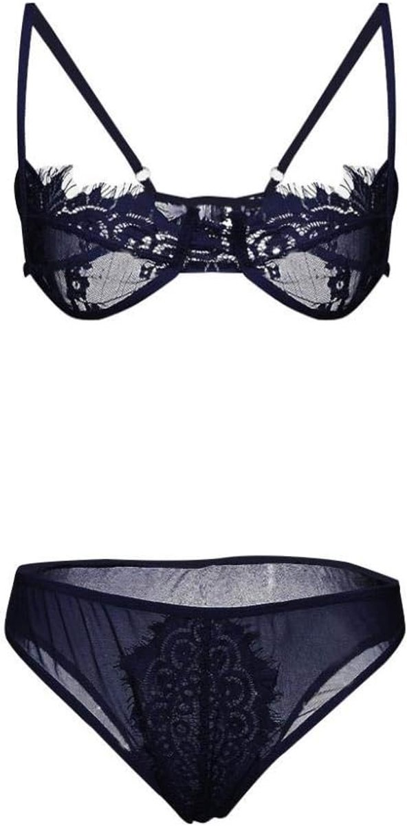 Babydolls, nachtjaponnen & negligés dames 2 ST Vrouwen Kostuums Sexy Lingerie Erotische Porno Thong Verleiding Ondergoed Kanten Beha G-string Set