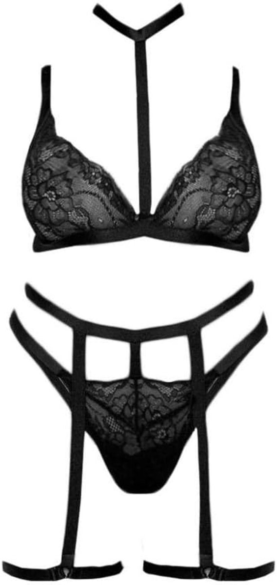 Bodystockings dames Vrouwen Lace Erotische Lingerie Transparante Bh String Kousenband Halter Ondergoed Porno Kostuum Sexy Nachtkleding Hollow Out