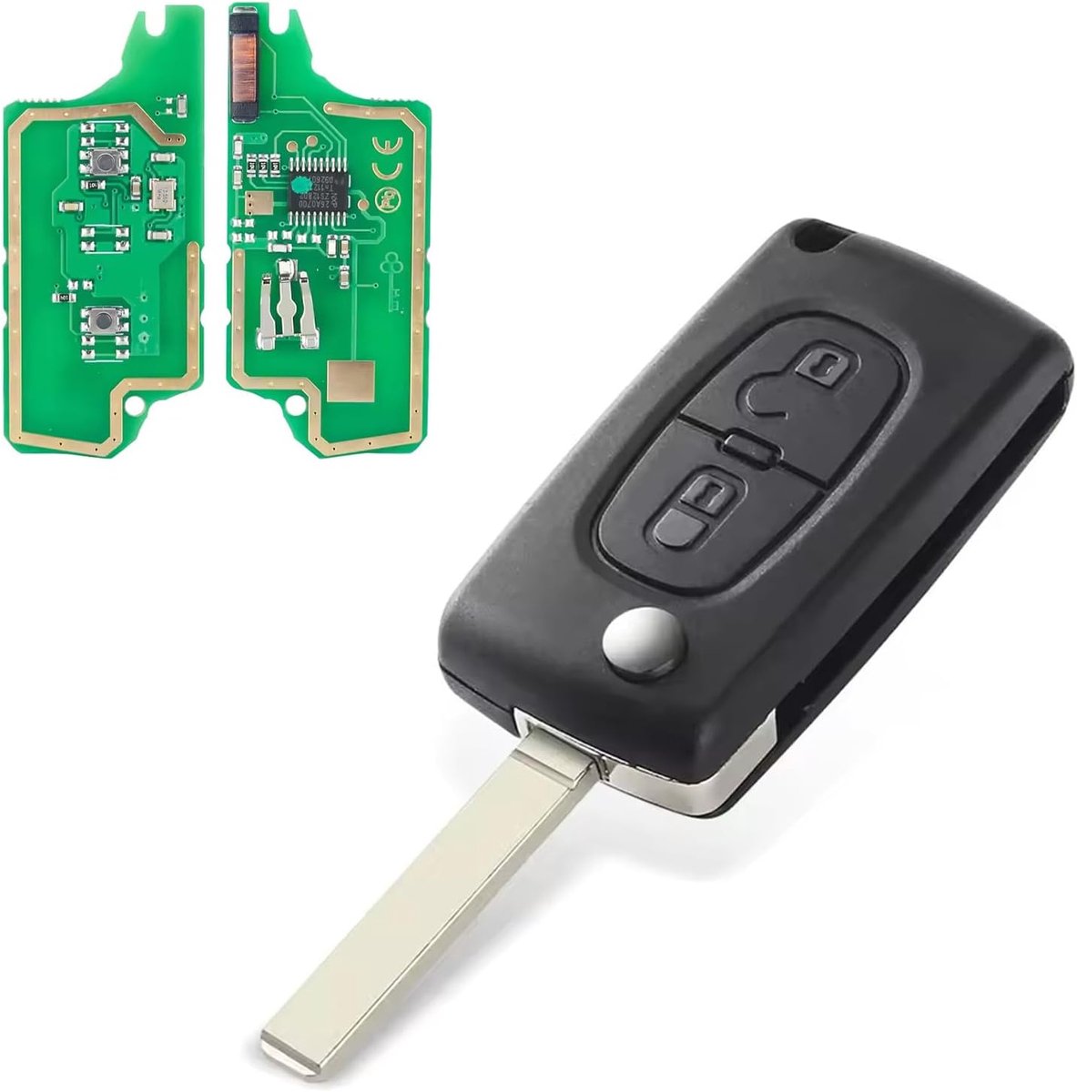 Horse Ask Sleutelbehuizing afstandsbediening 2 toetsen voor Citroen C2 C3 C4 C5 C6 C8 Xsara Peugeot 207 307 308 407 807 3008 Expert CE0536 autosleutelhoes met 433 MHz chip ID46 PCF7961-blad VA2