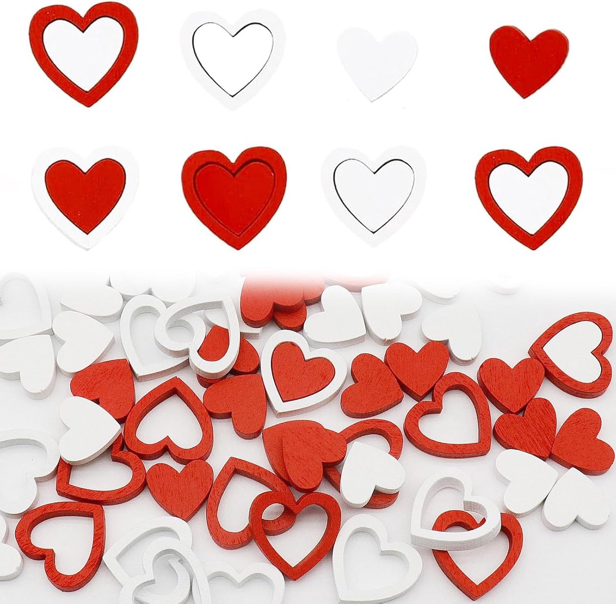 72 stuks houten harten, bruiloftstafeldecoraties, hartdecoraties, strooidecoraties, Valentijnsdagtafeldecoraties, houten tafeldecoraties, doe-het-zelf knutseldecoraties voor bruiloften