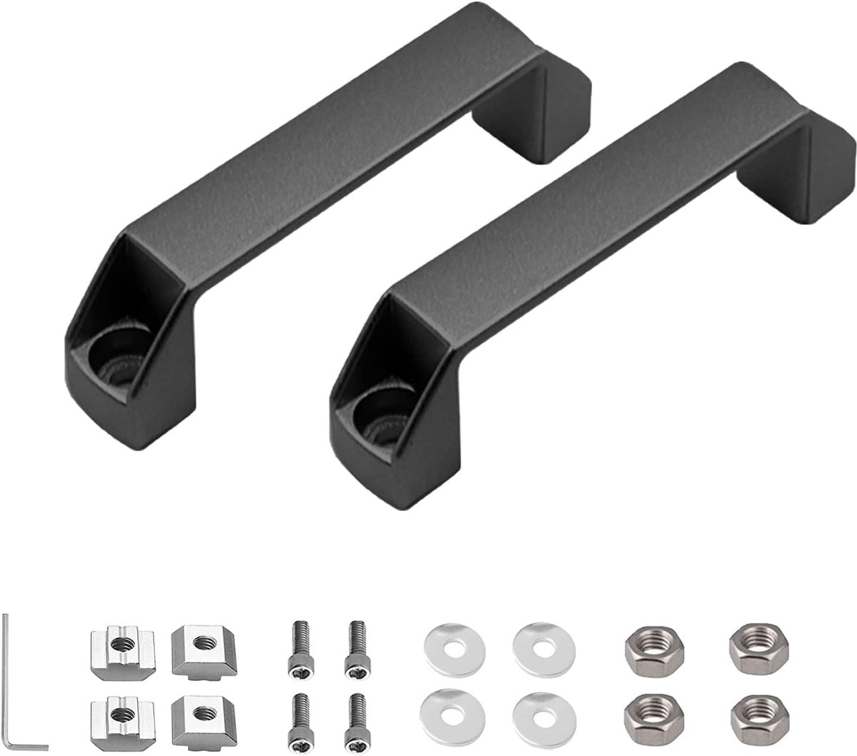 2 stuks handgrepen, handgreep van aluminiumlegering voor 30-serie aluminium profiel, boorgatafstand 120 mm, met T-moer, schroeven en moersleutel (zwart)