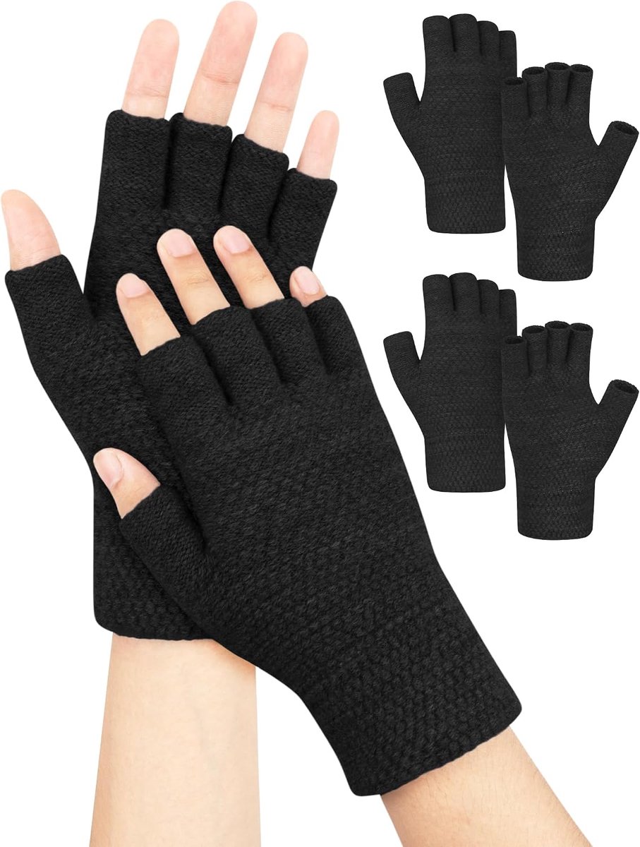 Handschoenen voor heren en dames, winterhandschoenen zonder vingers, uniseks vingerhandschoenen zonder vingertoppen, warm, voor sport, outdoor, kamperen, kamperen