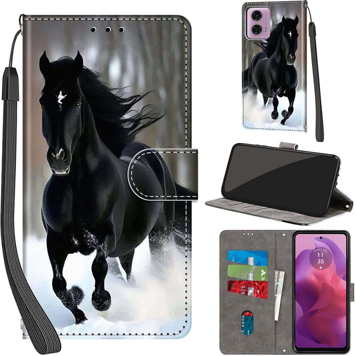 Portemonnee Telefoonhoes voor Motorola Moto G24 / E14 Sneeuw