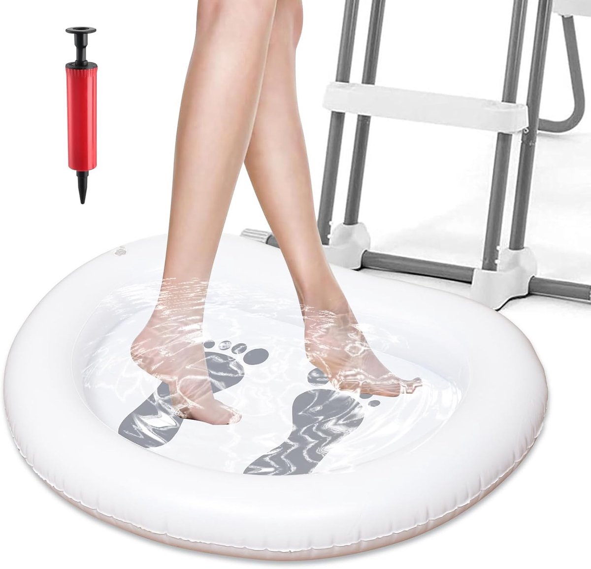 Inflatable Foot Wash for Swimming Pool, Foot Bath with Hand Pump, Foot Bath for Entrance to Camping, Beach, Pool - ShopVlot