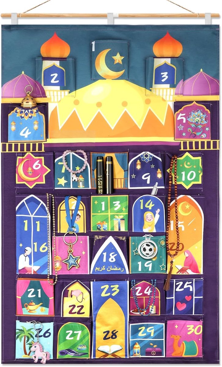 DPKOW Creative Mosque, Ramadan Calendar for Filling, Fabric, Empty Advent Calendar for Ramadan, DIY, Decorative Gifts - ShopVlot