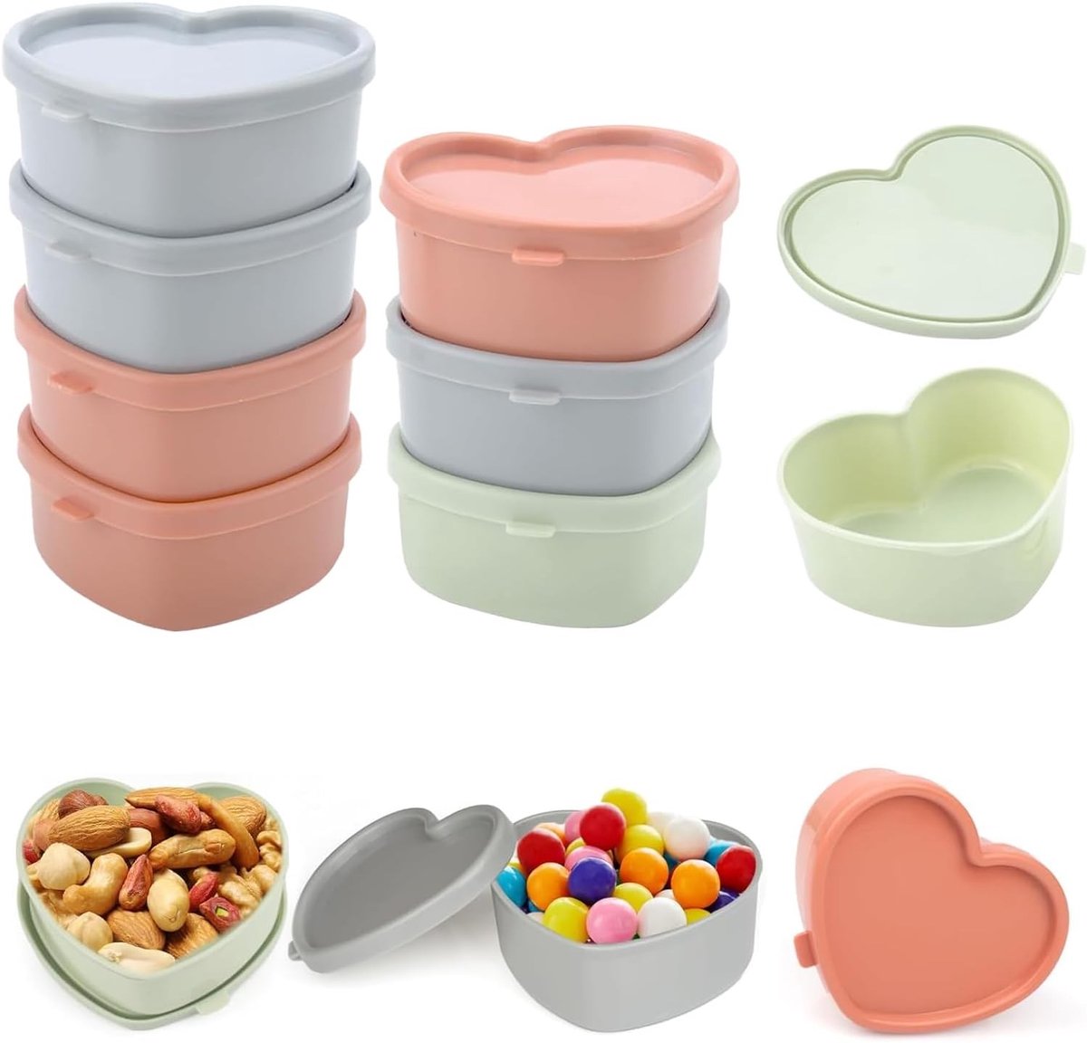 Set van 8 Kleine Plastic Dozen met Deksel voor het Vriezen van Snacks, Dips en Specerijen, Ideaal voor Muesli en Rijstopslag