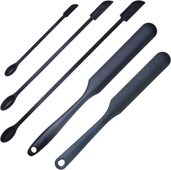 Spatel & bakspatel set, 2 grote + 3 kleine siliconen spatels om te koken, potten schrapen, broodschraper, taartdecoratie, multifunctionele keuken- en schoonheidshulpmiddelen met hangende — afbeelding 5