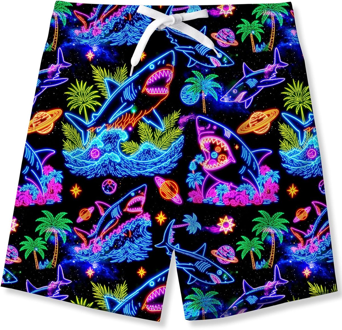 Jongens Zwembroek Grappig Gedrukt Sneldrogend Strand Board Trunks met Mesh Voering 6-14 Jaar