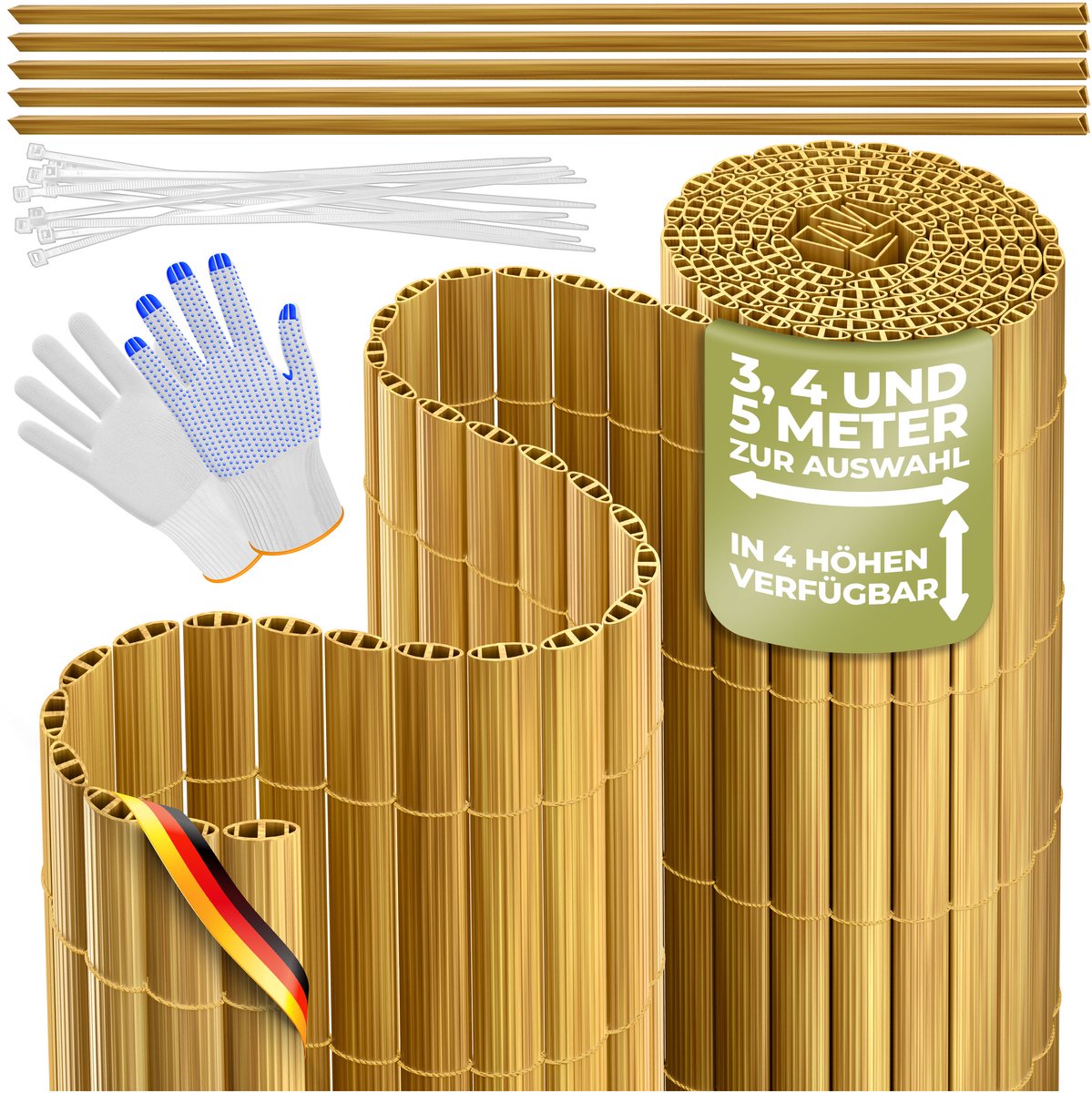 KESSER® - PVC privacyscherm - ondoorzichtig en windbestendig - 120 x 500 cm, bamboe