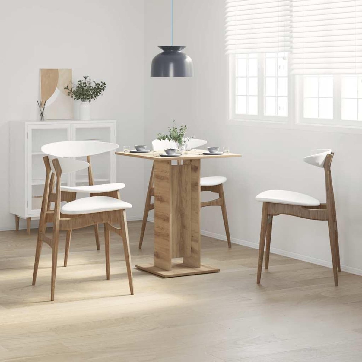 Artisan-eiken, 60 x 60 x 75 cm, houtmateriaal, tafelmodel met robuust tafelblad en duurzaam houtmateriaal, voor eetkamer, keuken en woning