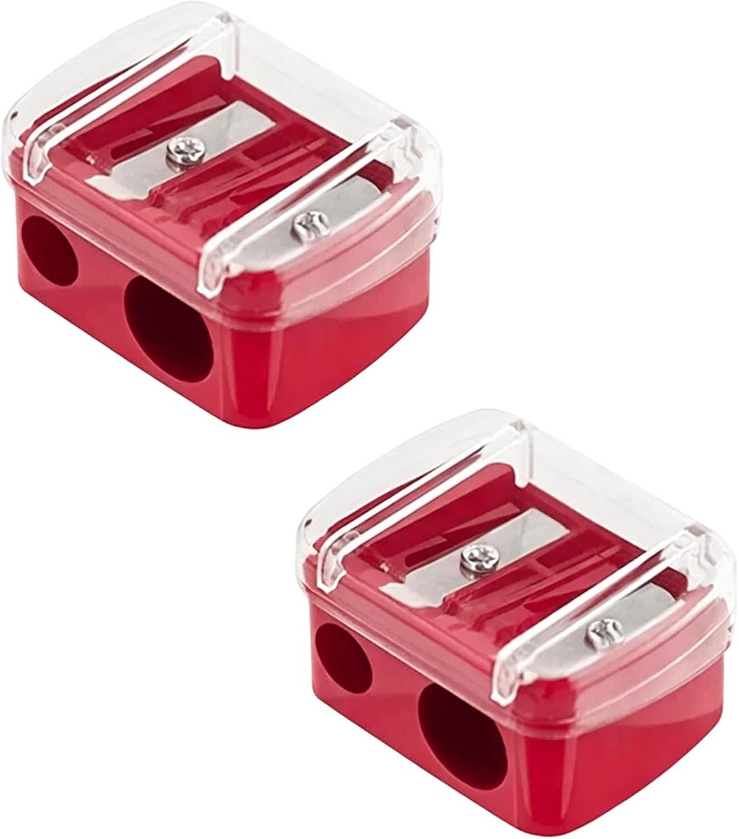 2 stuks beauty-puntenslijper, oogpuntenslijper, geschikt voor eyeliner, wenkbrauwpotlood, gemakkelijk mee te nemen (rood)