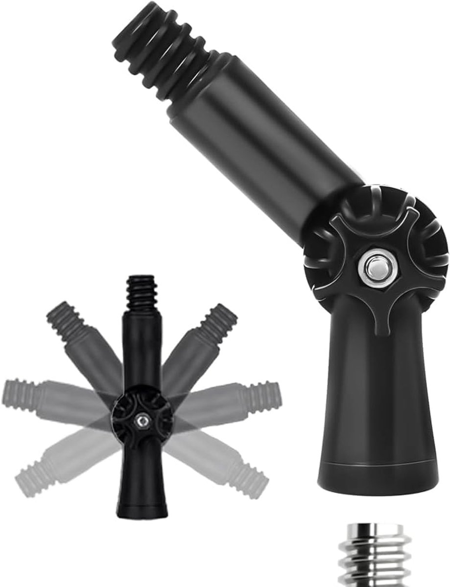 Afdichtingshoekadapter voor veelzijdige telescoopstangen, ideaal voor het reinigen van ramen, goten en het vervangen van gloeilampen. Robuuste en multifunctionele stang.