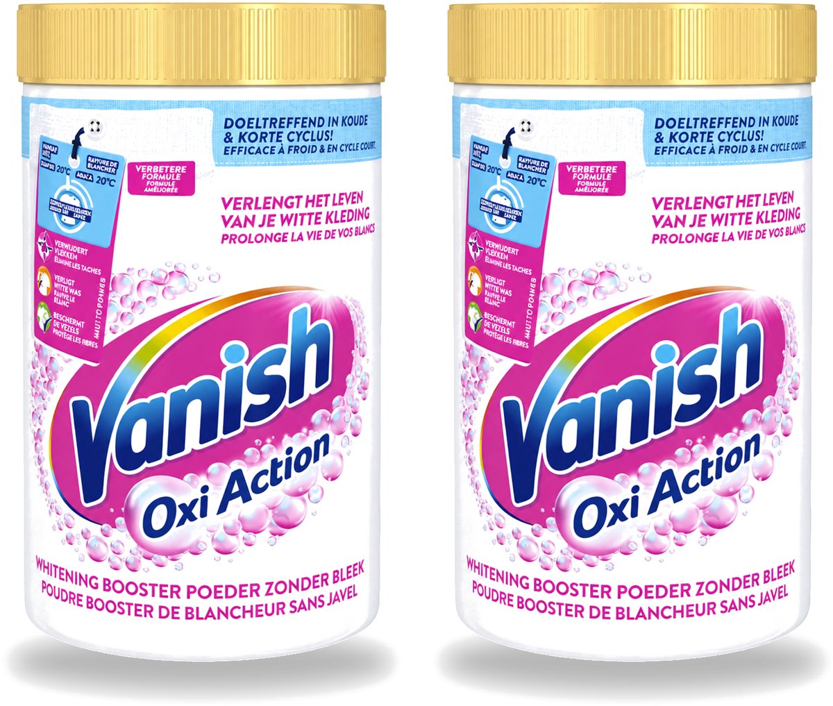 2 x Vanish Oxi Action - Vlekkenverwijderaar Poeder - Zonder Bleek - Witte Was - 1.5 Kg - Voordeelverpakking - 2 stuks