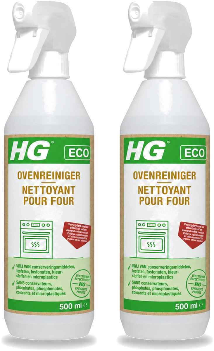2 x HG ECO - Ovenreiniger - Verwijdert Snel & Effectief - Duurzaam & Ecologisch - 500 ml - Bulkverpakking - 2 stuks