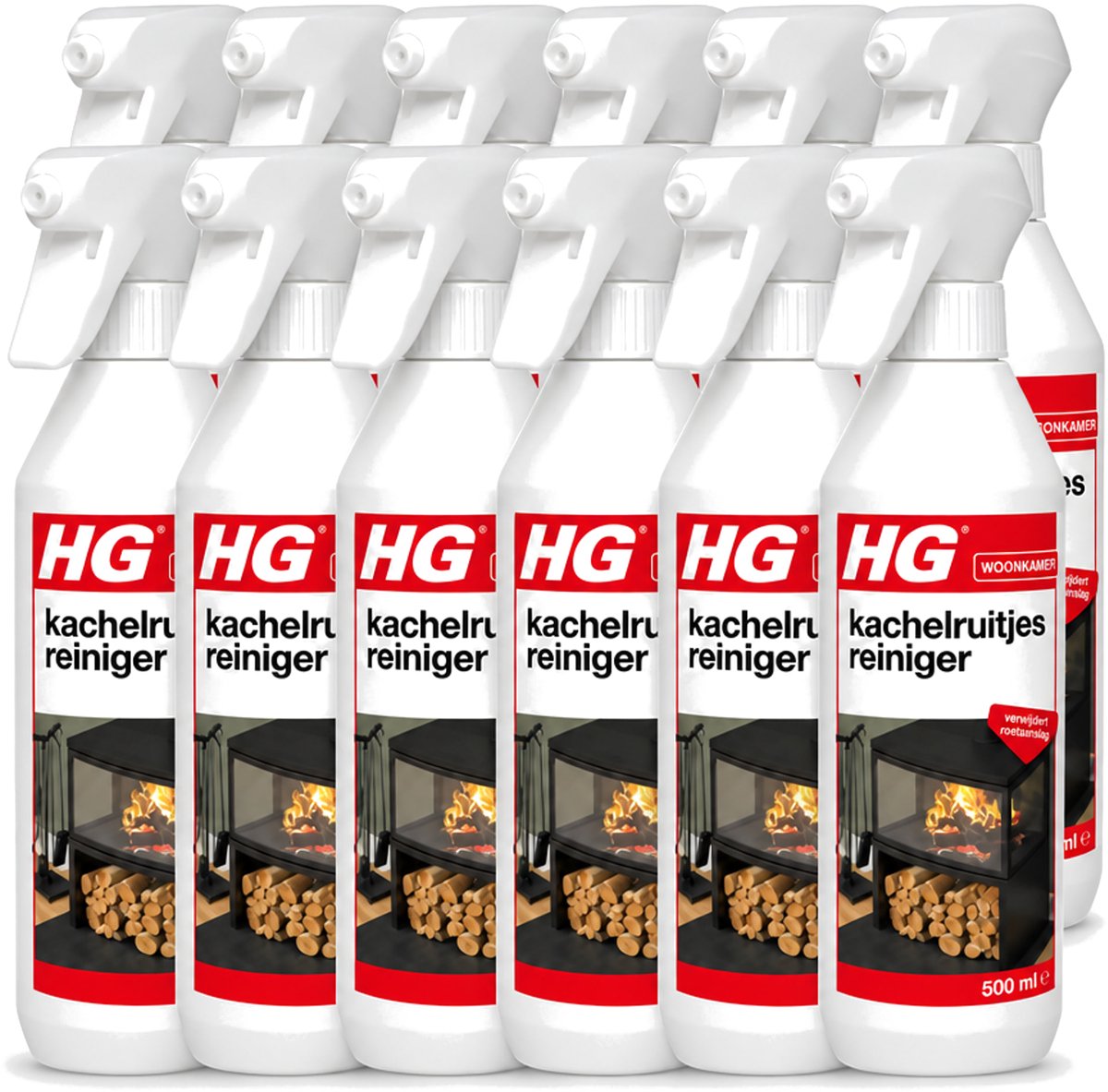 12 x HG - Kachelruitjesreiniger - Verwijdert Roetaanslag - 500 ml - Voordeelverpakking - 12 stuks