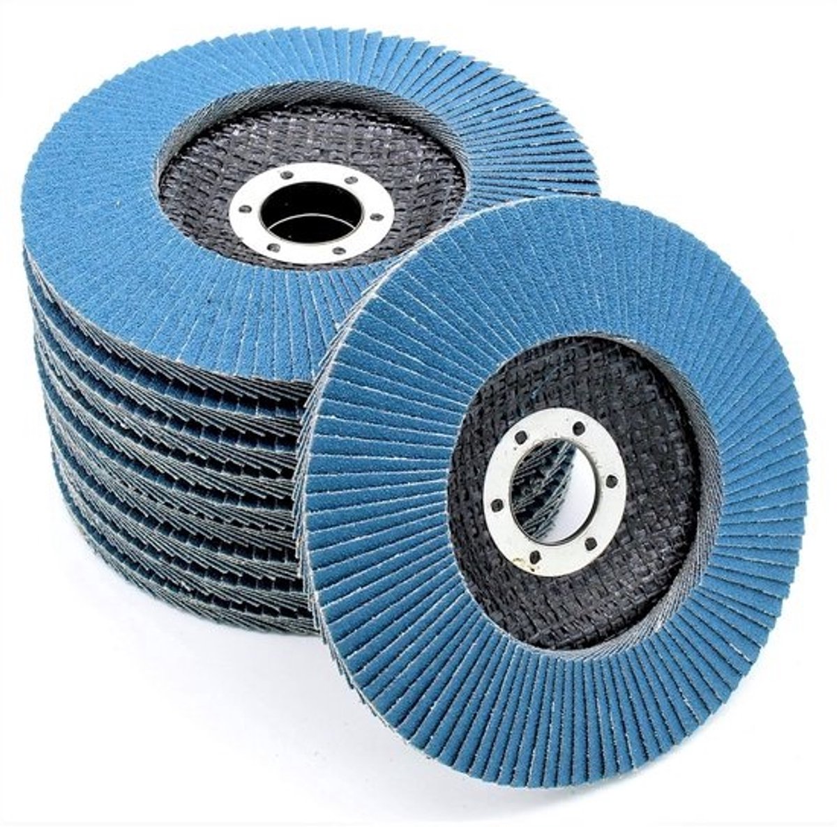 Set van 10 lamellenschijven - Ø115mm - Korrel 40 blauw voor metaal en inox - Slijpschijven
