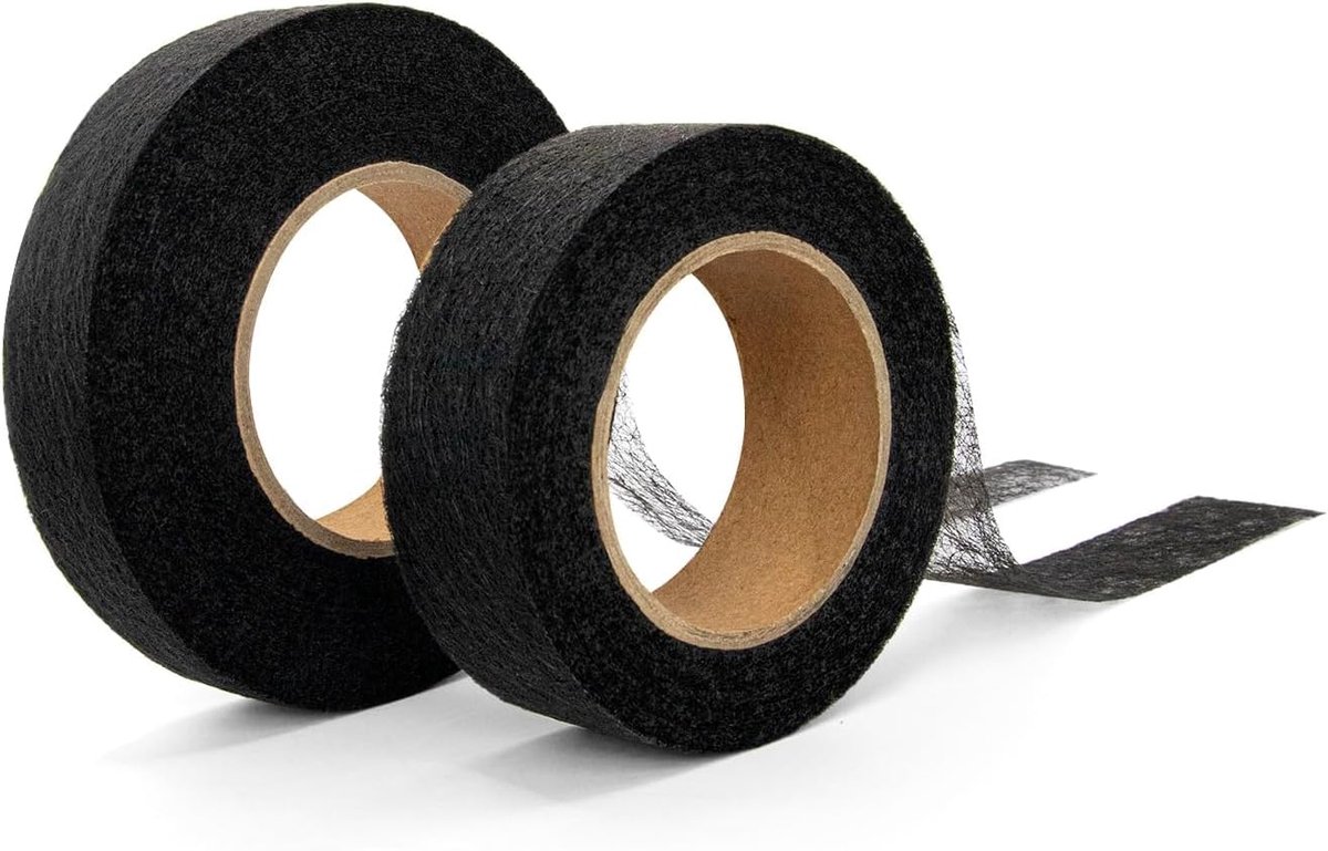Zoomband, hoogwaardige zoom, zoomband om op te strijken, strijkband, 64 m / 20 m lengte en 20 mm breedte voor gordijnen op textiel zoals broeken gordijnen (2 stuks, zwart)