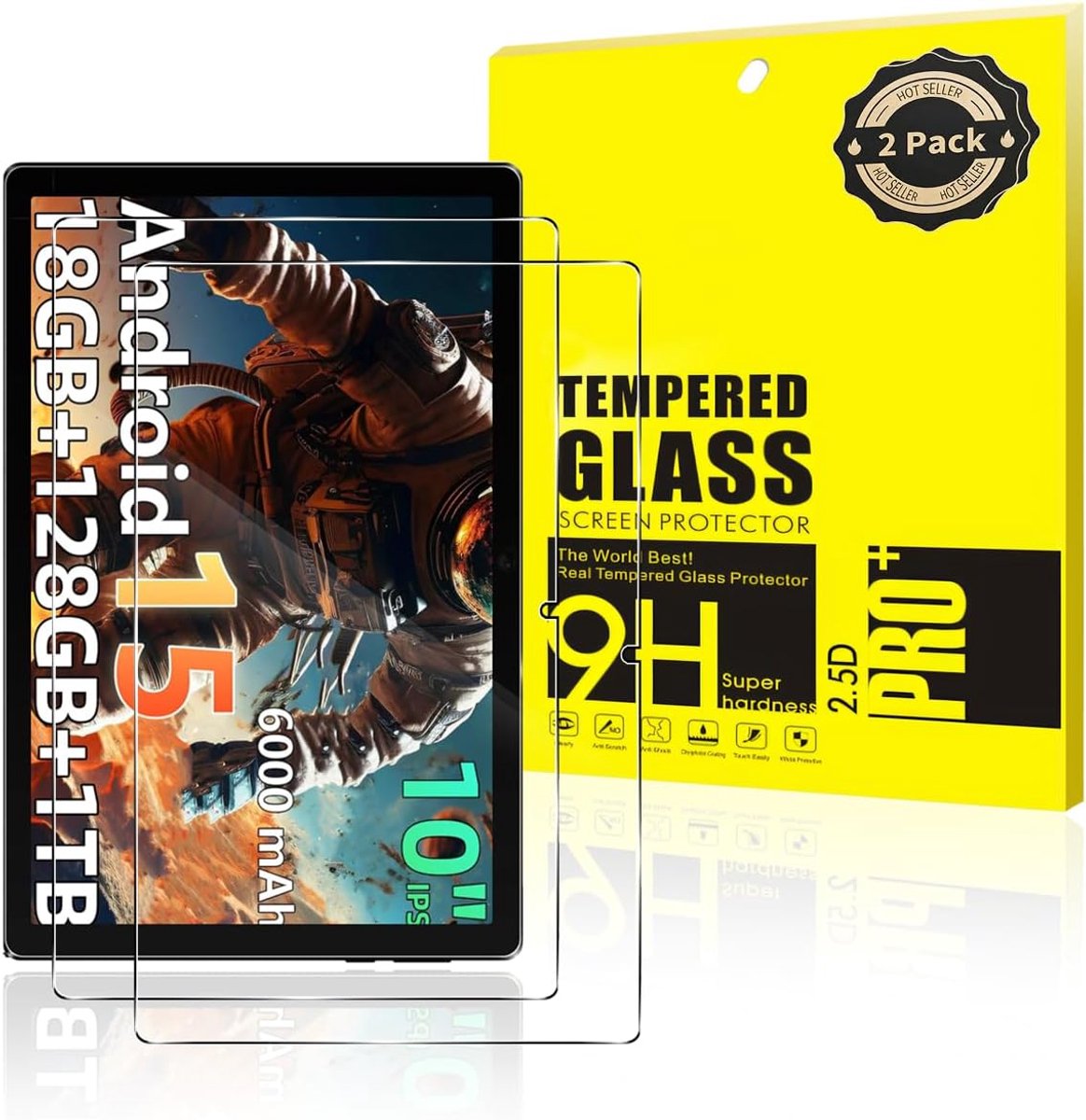 Glas 9H voor Raemond K50 10,1 inch 2026, 2 stuks, ultrahelder, krasbestendig, anti-vingerafdruk