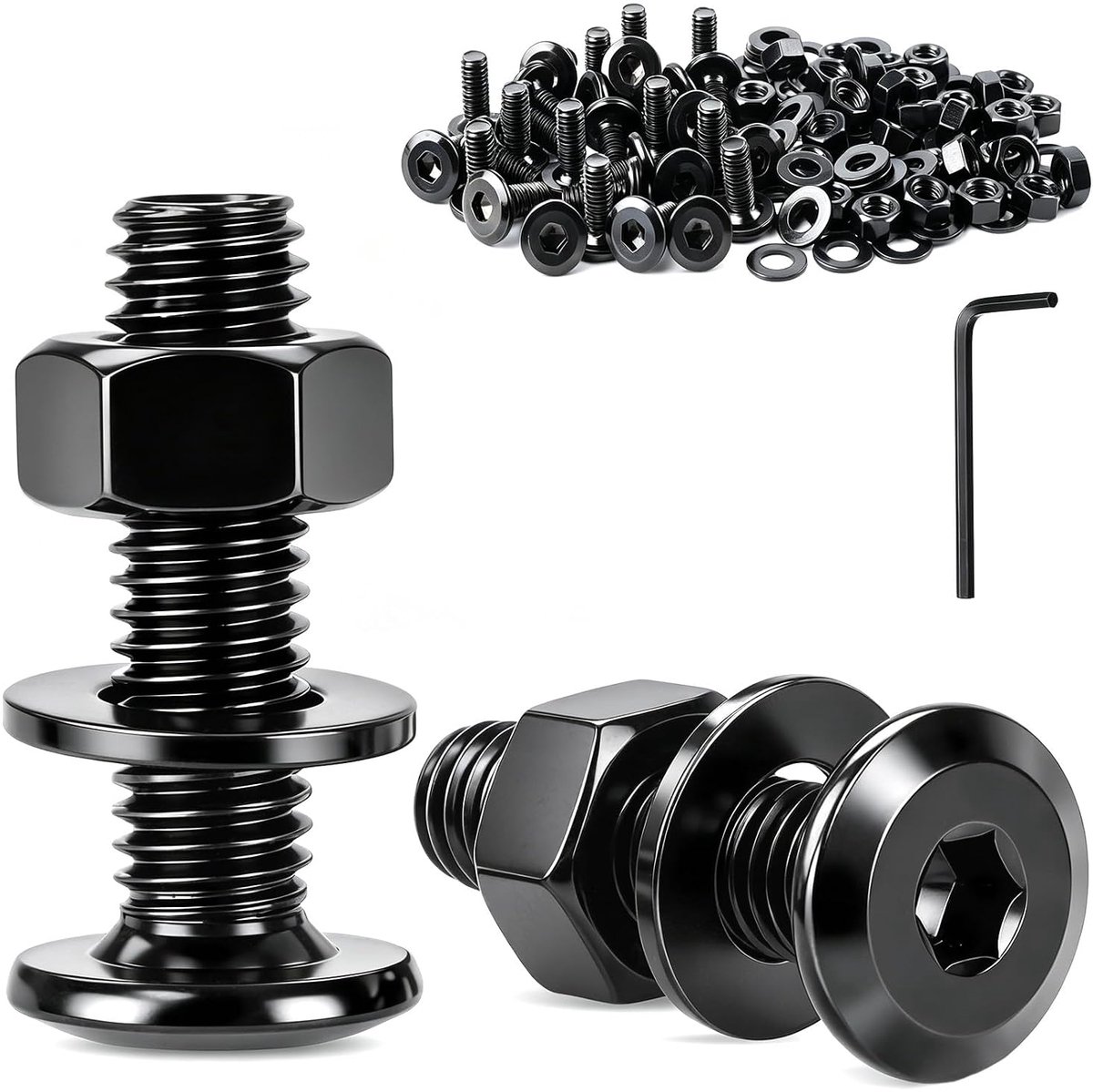 Set van 20 stuks, M6 x 25 mm, platte kopschroeven, zwart