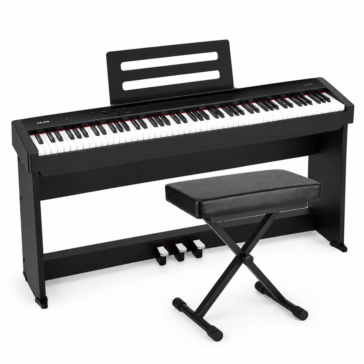 NUX NPK-200 Digital Stage Piano Set met NPS-2 standaard, 88 toetsen en kruk