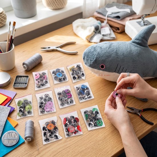 Ogen Set, 100 Stuks Plastic Poppenogen met Glitterschijf en Sluitringen, voor Teddyberen, Poppen, Haken en DIY Speelgoed — afbeelding 2