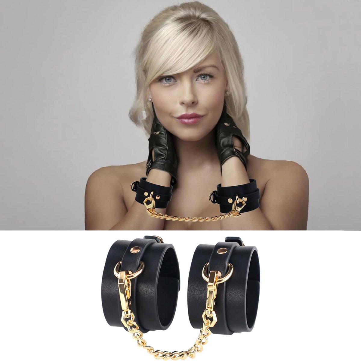 Lederen handboeien, accessoire voor vrouwen en mannen, brede leren armband met nageldesign en ketting, verstelbaar, bonding BDSM gothic punk kostuumaccessoire, uniek cadeau