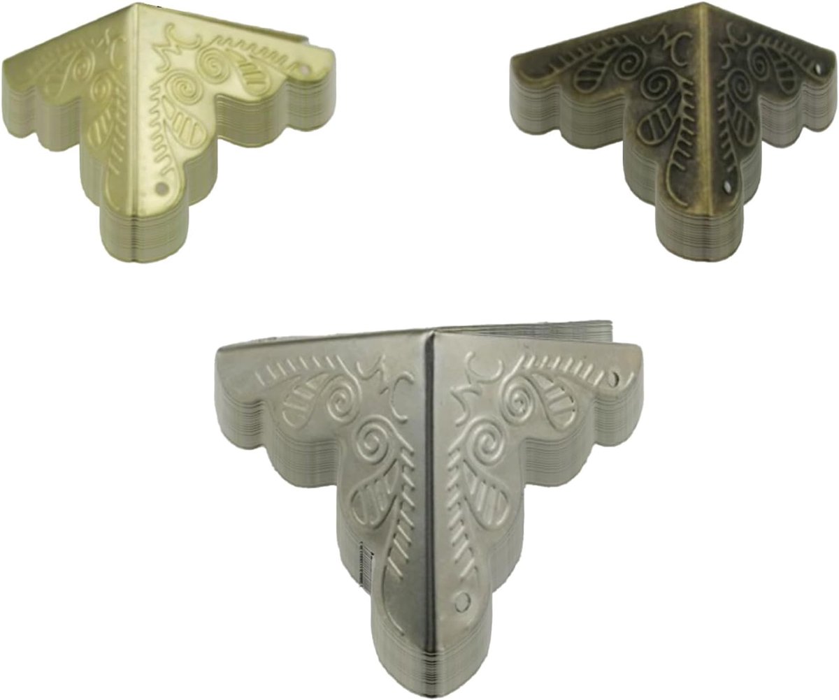 72 Stks Antieke Bronzen Hoek, 3 Kleuren Metalen Hoekbeschermers Vintage Retro Edge Cover Platte Protector Diy Accessoires Voor Meubelkast Houten Doos