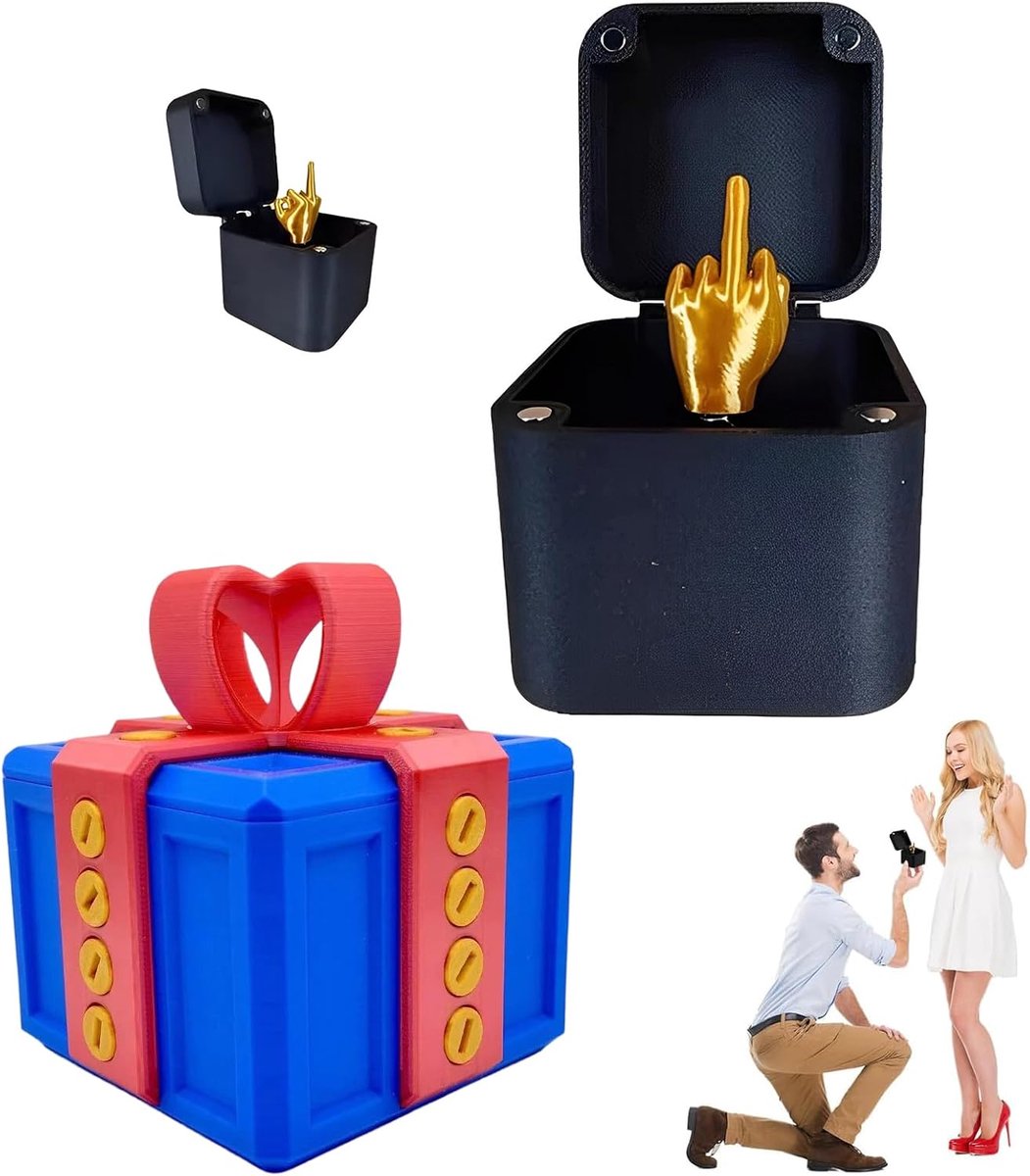 SnelShoppen - Pakket van 2 Vervelende Cadeaudozen - Spoof Cadeaudozen Middelvinger - Originele Farce Dozen voor Kantoor, Feest en Verjaardag - Robuust