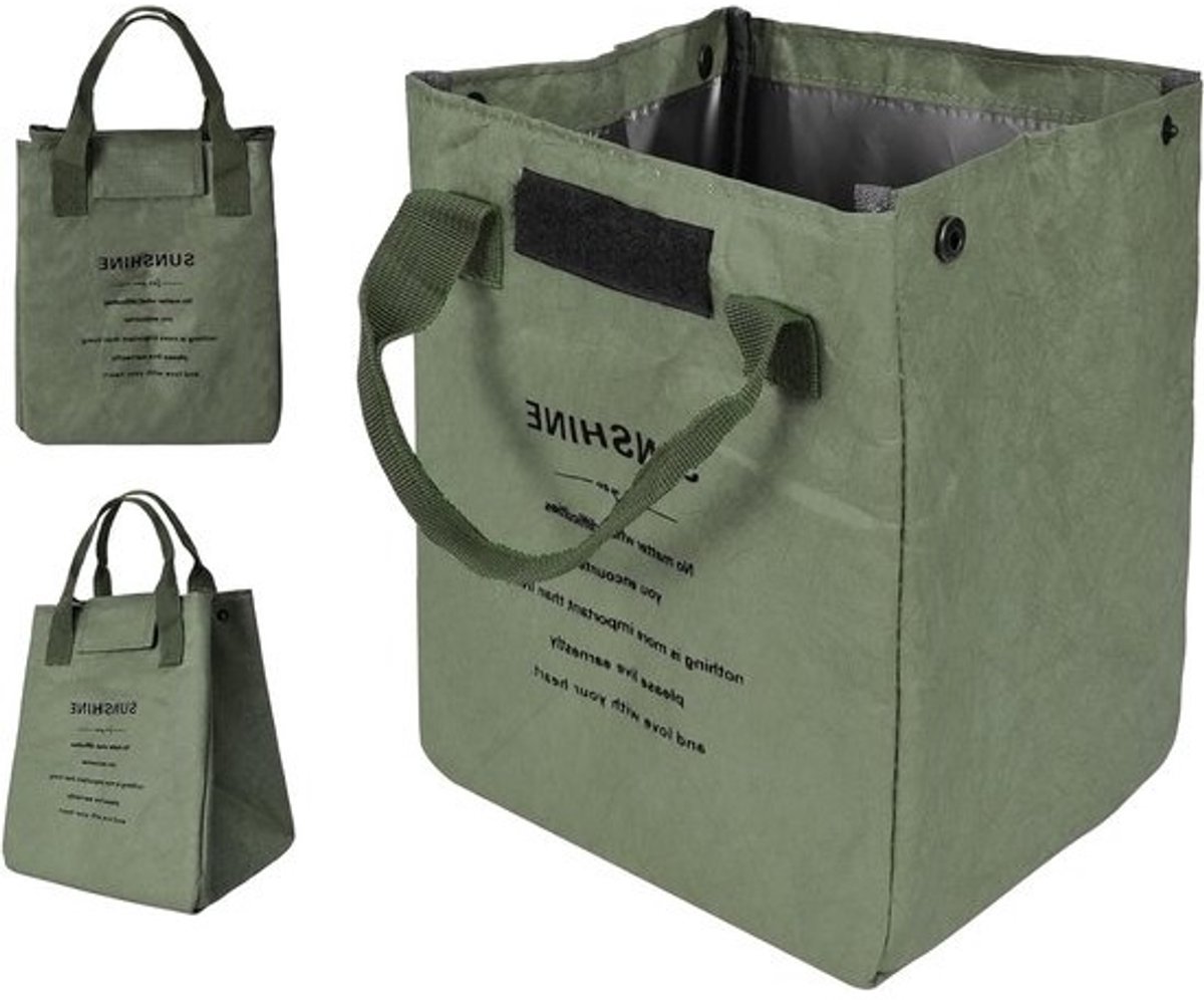 Koeltas met Ritssluiting 19 x 17 x 24 cm, Ideaal voor Picknicks, Werk en Buitensport, Herbruikbare Lunchtas, Groene Koeltas