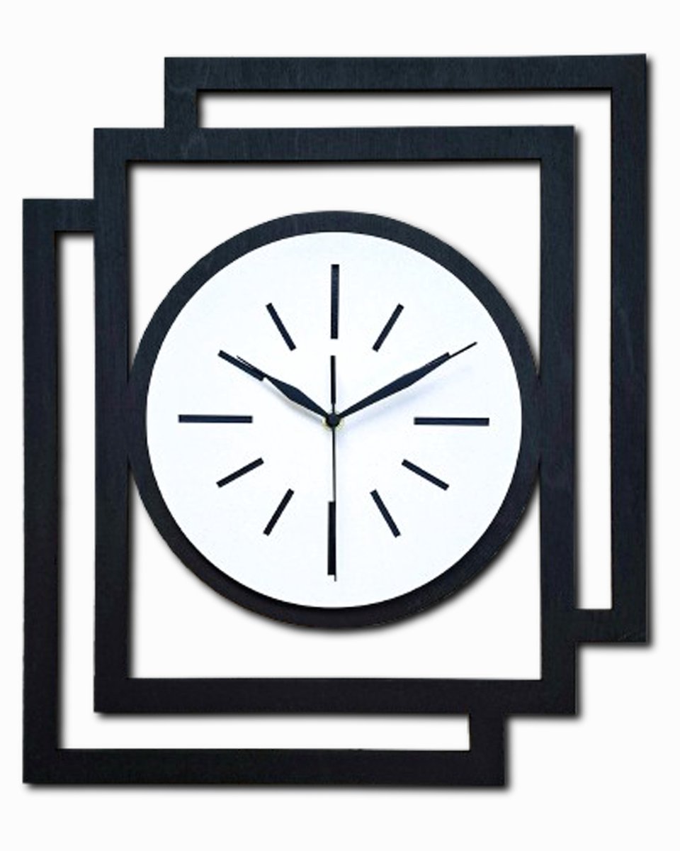 Handgemaakte Grote Houten Wandklok – Modern Minimalistisch Design, Rechthoekig Verticaal, Geruisloos, Zonder Tikkend Geluid – Voor Woonkamer, Slaapkamer, Keuken – Unieke Wanddecoratie, Industrieel Design & Stil Uurwerk, zwart -wit