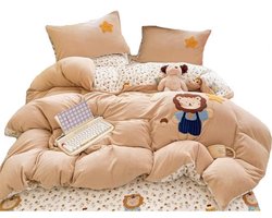 Luxe Duvetset voor Kinderen met Leeuw en Sterren, Zacht Dekbedovertrek en Kussensloop voor 90 cm Bed, Perfect voor Dierenliefhebbers in de Herfst en Winter