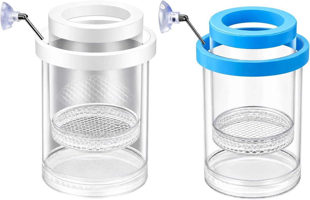 HisKes Kweekbak voor aquarium -2 stuks Kweekbak Isolatiebox- Isolatiebak voor kweekaquarium - Viskweek - Dubbellaags drijvend model - Geschikt voor vissen en garnalen - 12,3*8,5 cm