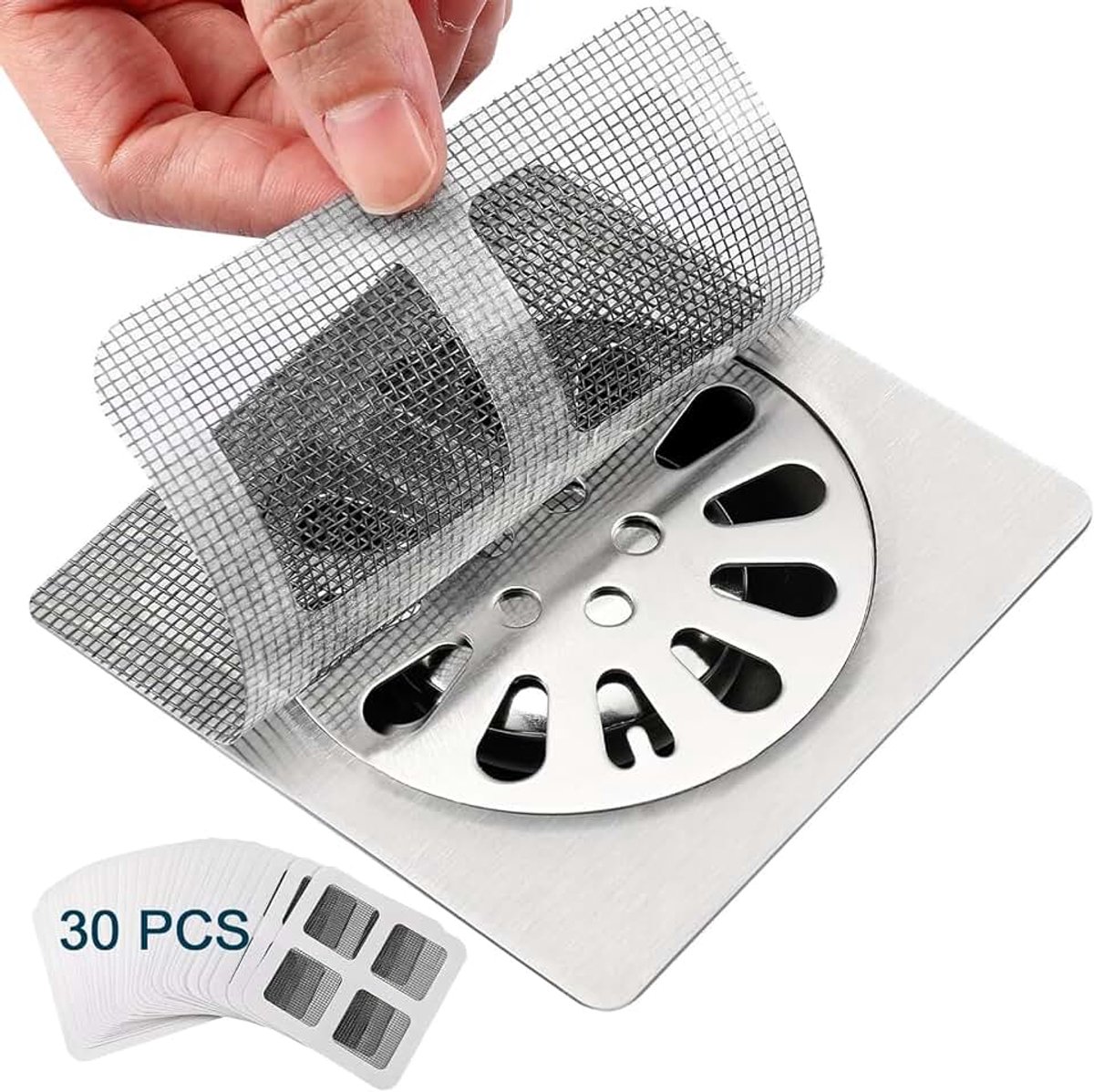 Wegwerp Douche Afvoer Cover Haarvanger Douche Afvoer Mesh Stickers, Badkamer, Wasserij, Badkuip, Keuken, Wastafel, Voor Menselijk en Huisdier Haar (30 Stuks