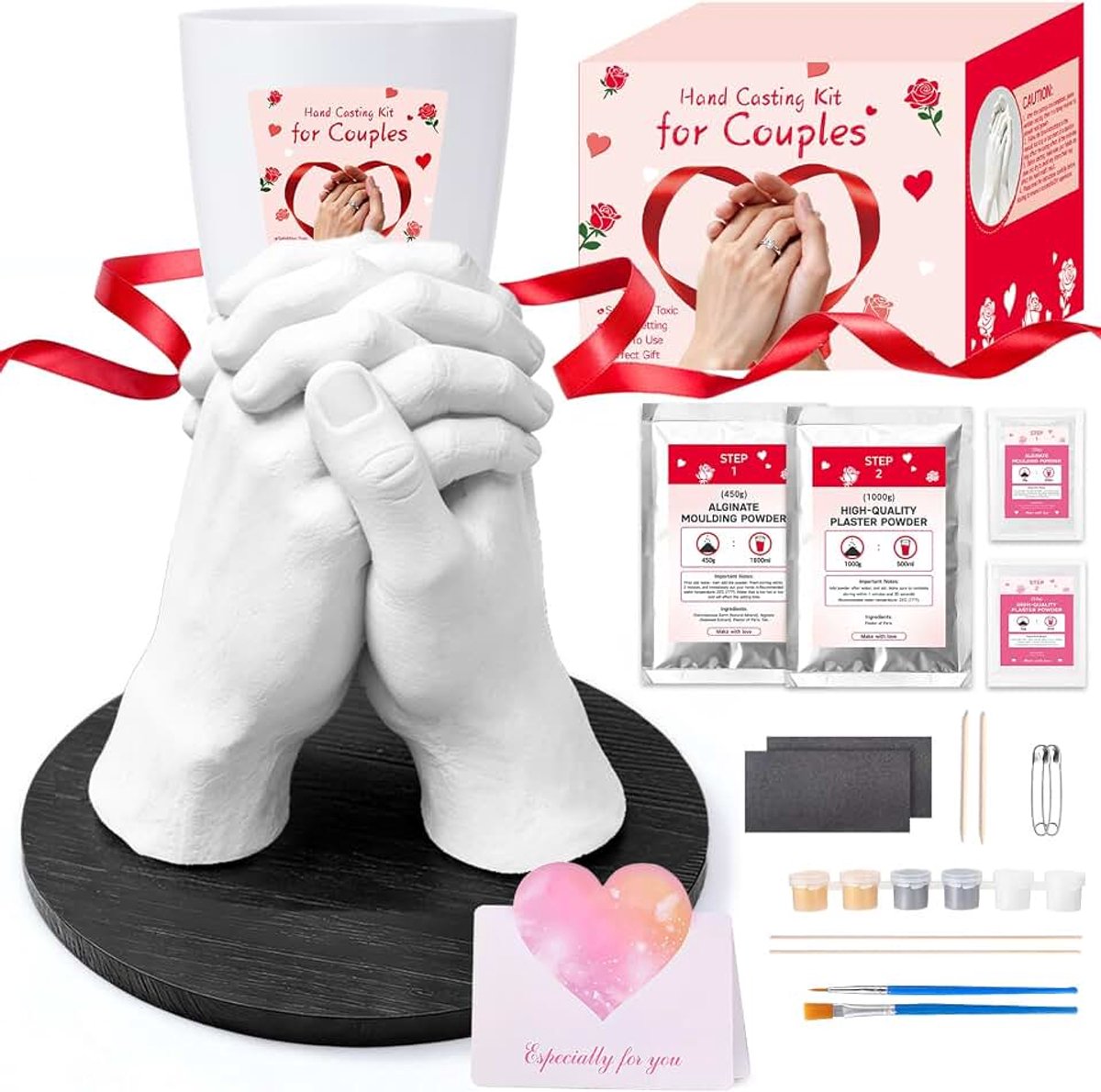 3D-handgietset, handgietsets voor paar, eenvoudig te gebruiken en veilig voor de huid, 3D-handgietvorm voor volwassenen, aandenkvormset, ideale jubileum-, huwelijks- en verjaardagscadeaus voor hem of