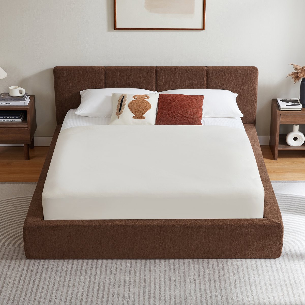 Kinderbed, 160x200 cm bedframe met gestoffeerd hoofdeinde, versterkt stalen frame, zonder boxspring – eenvoudige montage, hoge stabiliteit, matras niet inbegrepen.