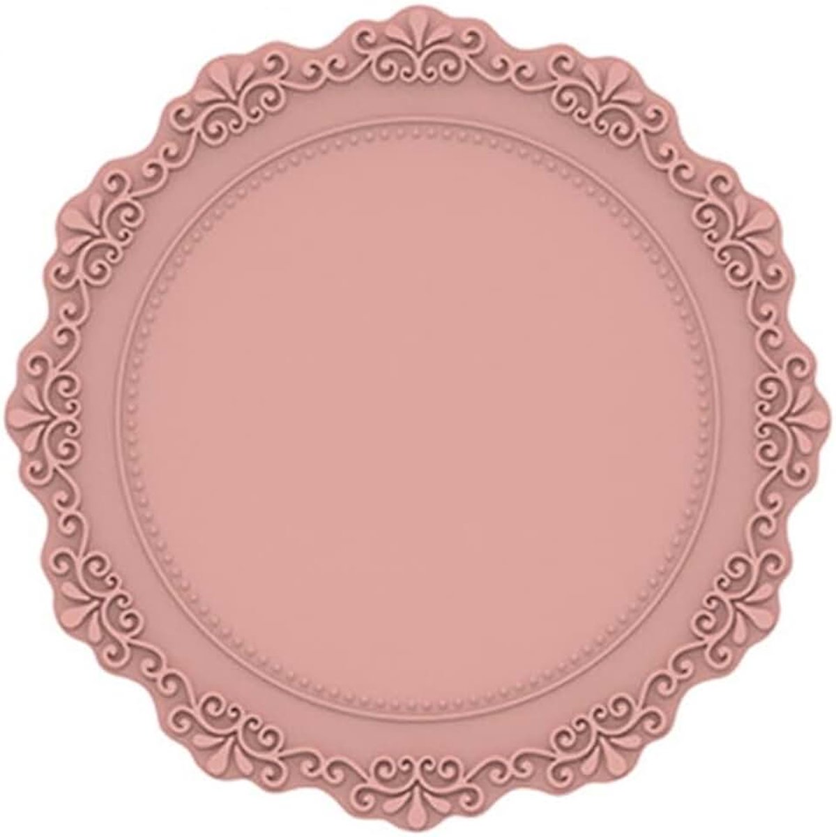 1 stuk ronde placemats met een diameter van 23 cm, kanten siliconen placemat, afwasbaar, waterdichte placemat, antislip placemat, voor eettafel, keuken, roze