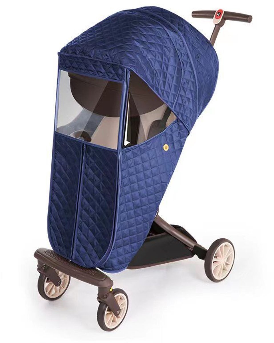Blauwe universele winterregenhoes Geschikt voor kinderwagen, waterdichte regenhoes Geschikt voor kinderwagen, regenjas Geschikt voor reiskinderwagen, accessoire Geschikt voor kinderwagen.