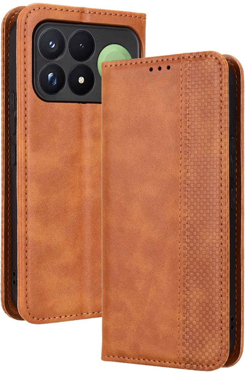 Coverup Hoesje - Geschikt voor Xiaomi Poco F9 Pro Hoesje - Coverup Vintage Style Book Case - Bruin