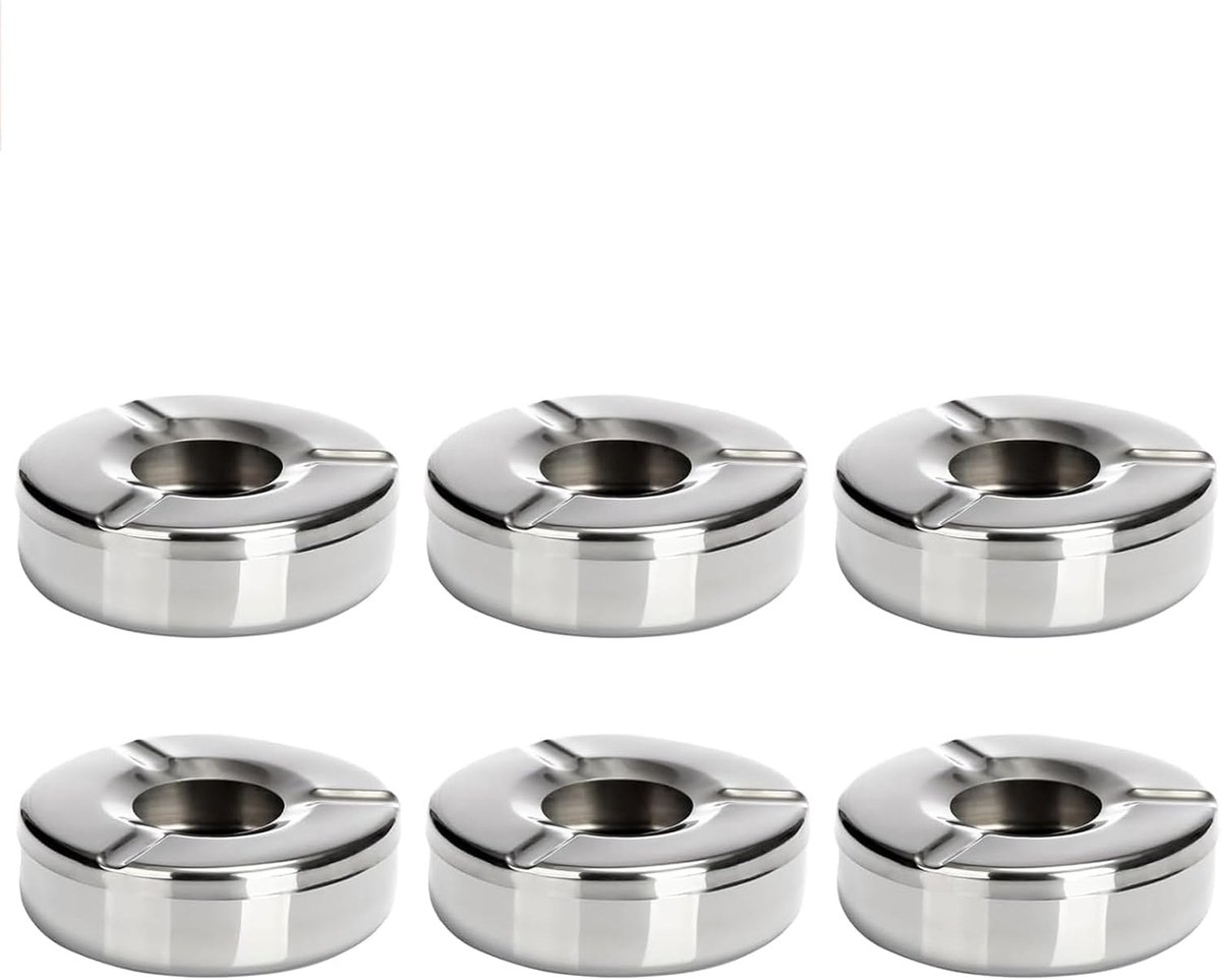 6 stuks 10 cm, roestvrij staal outdoor met deksel, modern tafelblad wind storm voor buiten thuis kantoor balkon feestjes outdoor